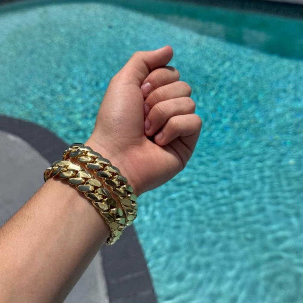 18k & 14k 20mm Miami Cuban Link Gold Plated Bracelet - 8inch